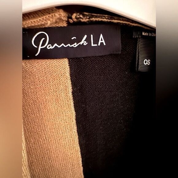 Parrish LA black/brown/ivory striped wrap NWOT - Picture 3 of 9